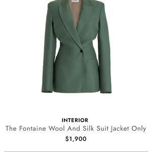 $1900 sage Green Wool and Silk Suit Jacket interior Fontaine 4 mods operandi